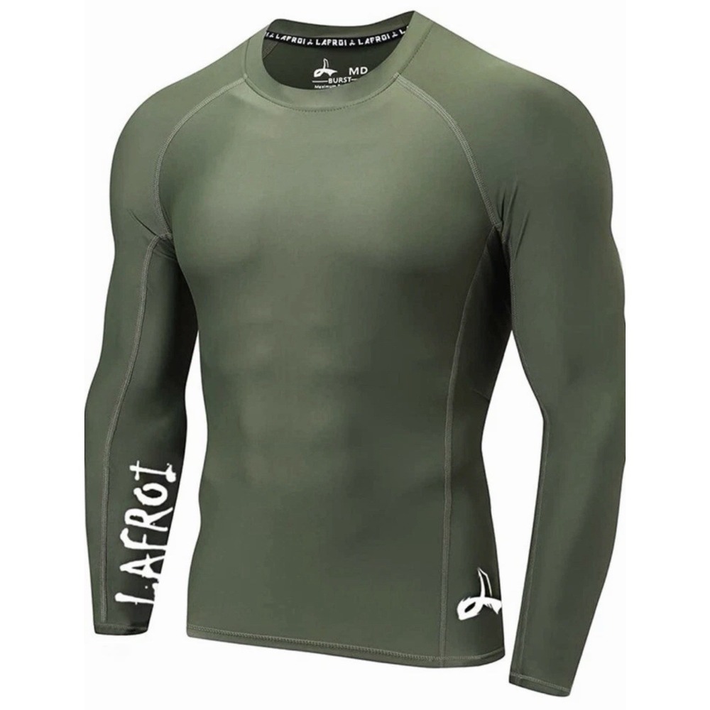 LAFROI Burst Rash Guard Shirt Men's X Large XL Olive Long Sleeve Compression MMA
